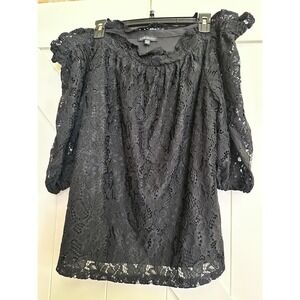 NWT Lane Bryant Black Lace Off the Shoulder Lined Short Sleeve Top Sz 14/16